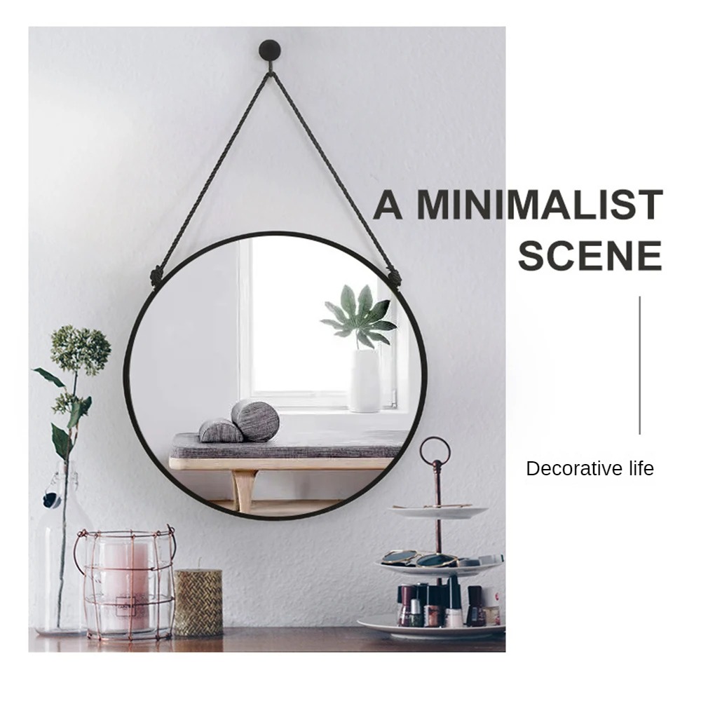 Round House Decor Plastic Frame Mirror for Bathroom Decorative Vintage Antique Style