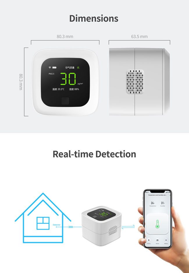 ROHS Smart Indoor Air Quality Monitor 5V With 2.4" LCD Screen