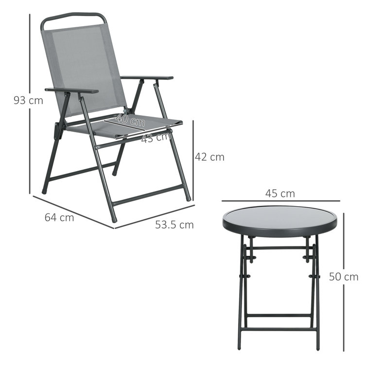 Portable Foldable Chair Balcony Furniture Bistro Set Garden Chair AJUNION Metal Outdoor