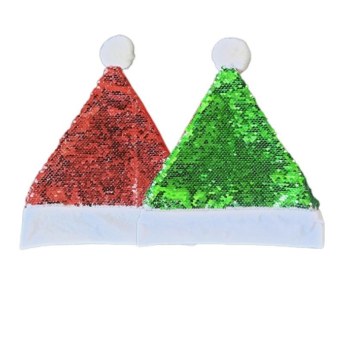 Personalized Sublimation Christmas Hats Shiny Sequin Christmas Cap For Sublimation Printing