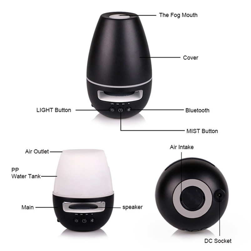Super Quite Bluetooth Aroma Diffuser With 7 Color Changing Light
