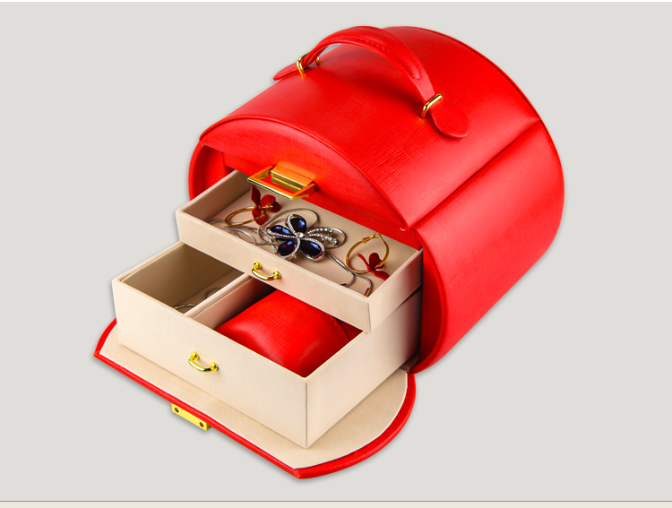 Red MDF Jewelry Gift Boxes Bulk Packaging PU Leather Jewelry Organizer Case