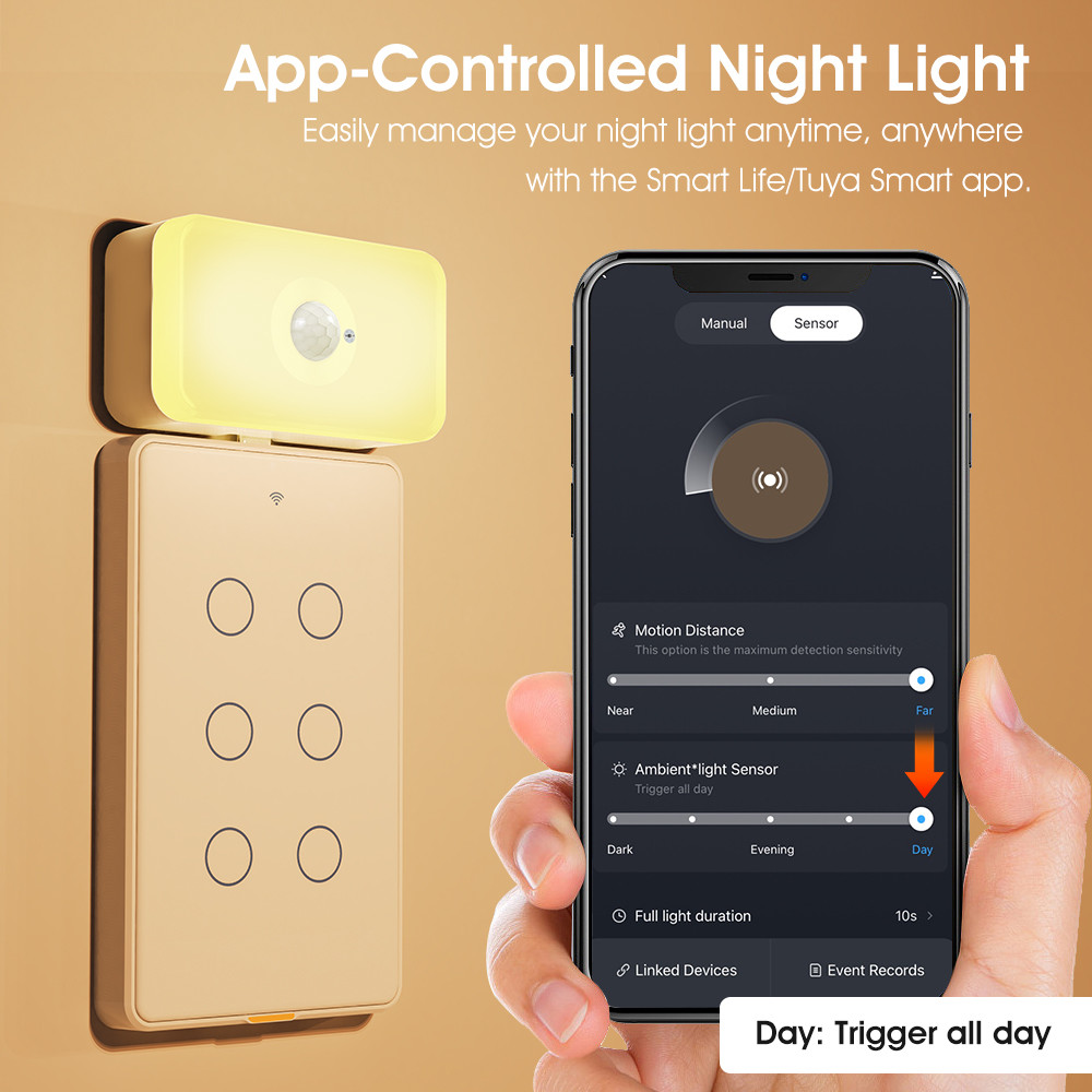 Tuya motion sensor LED PIR WiFi Human Body Motion Sensing Warm White Dual-Color Type c Night Light Sensor