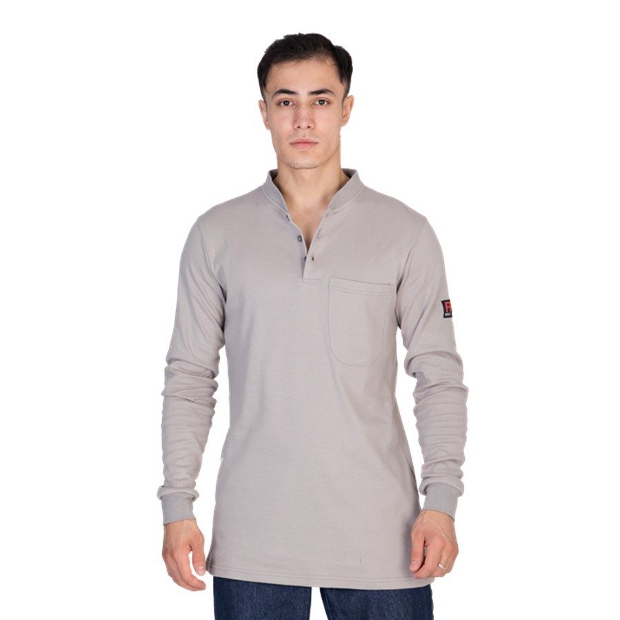 Premium Fr Protection FRC Light Weight Work Henley Shirt CAT2 FR Treated Shirt