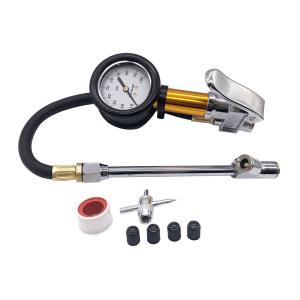 China 50mm 100 Psi Tyre Pressure Gauge Air Chuck Heavy Duty Tire Inflator Gauge wholesale