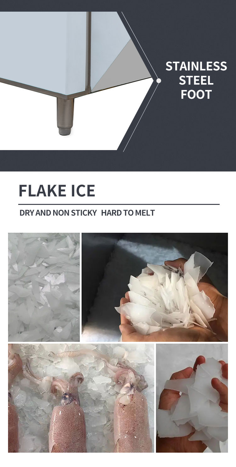 300kg/24h Seawater Flake Ice Machine Commercial Stainless Steel Frozen Snow Cone Maker