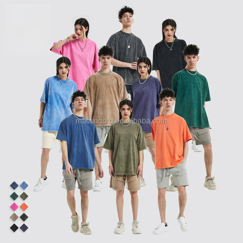 Customized Men's Acid Wash T Shirt in Colorful 100% Cotton for Streetwear and Hip Hop