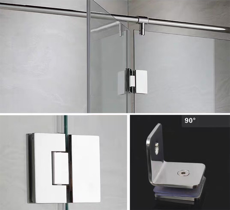 Shower Room Glass Door Round Pipe Hinge Easy Installation Adjustable