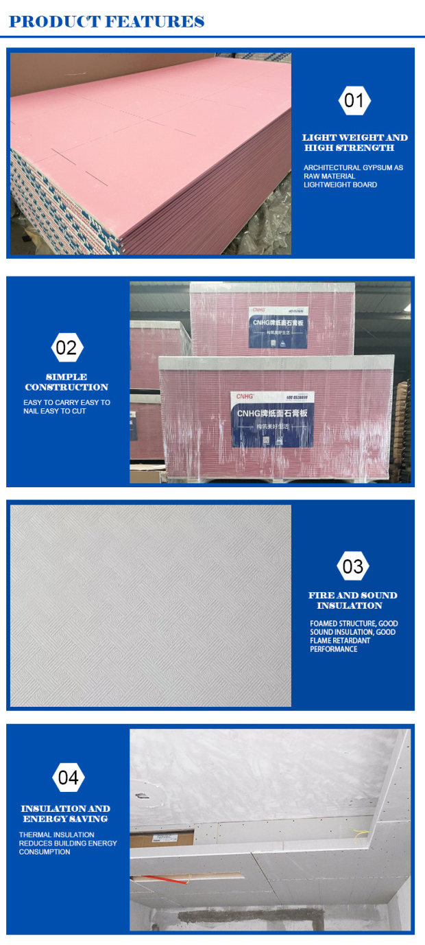 Square Edge 9.5mm Fireproof Gypsum Board For Home Decoration