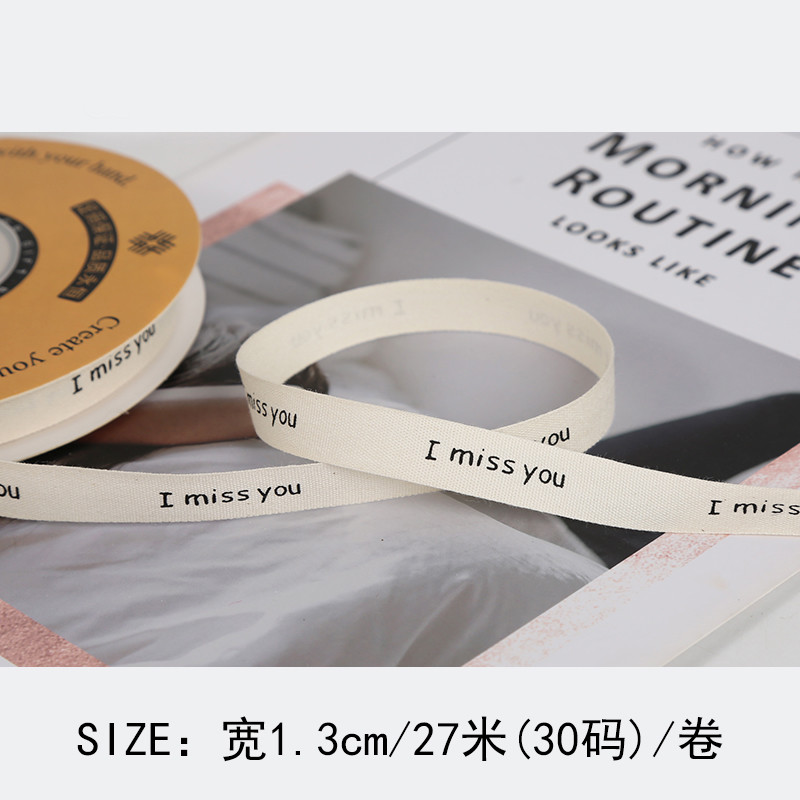 13mm Printed Cotton Ribbon DIY Craft Packing Ribbon For Gift