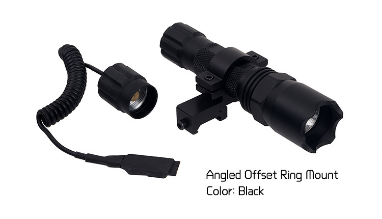 5.9 Inch Tactical LED Flashlight With Angled Offset Ring Mount For Picatinny Or Weaver Rail