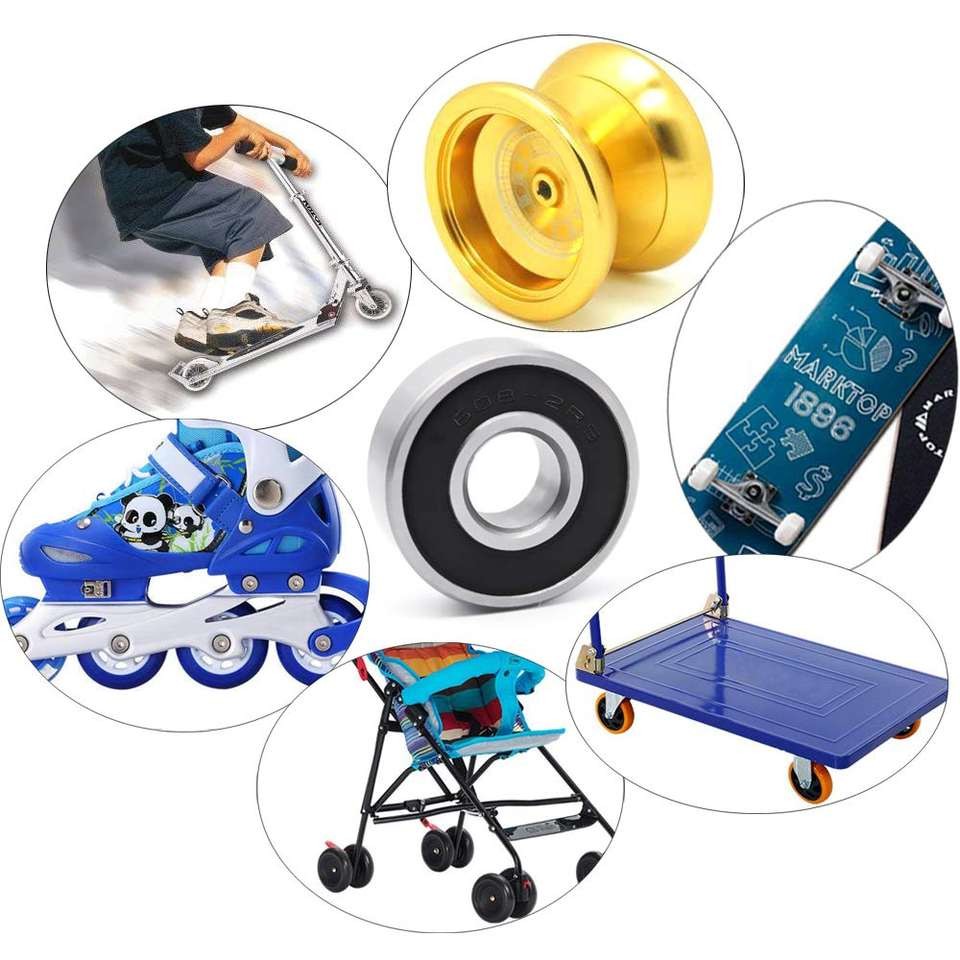 High-Speed Miniature Deep Groove Ball Bearing Skateboard Roller Bearing 608ZZ 608RS 608 2RS For Toys