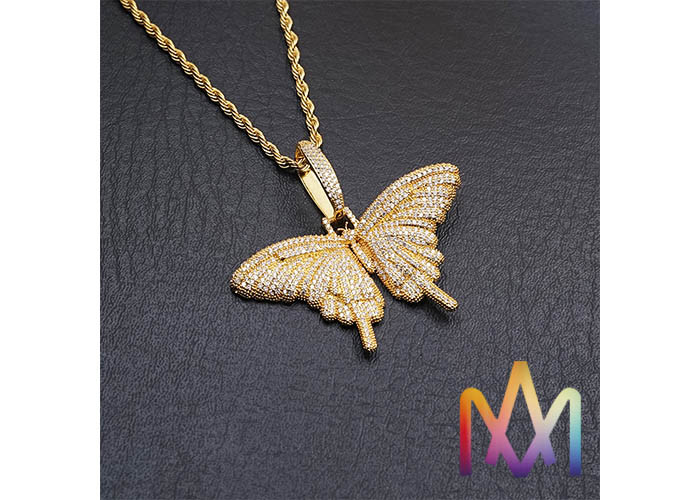 27g Fadeless Butterfly Pendant Cubic Zirconia Necklace