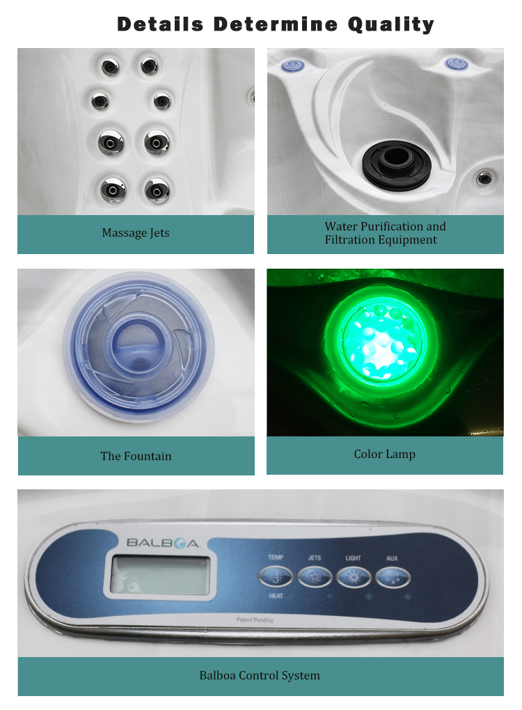 Out Door Acrylic Massage Air Jets Whirlpool Hot Tubs With Underwater Led Light