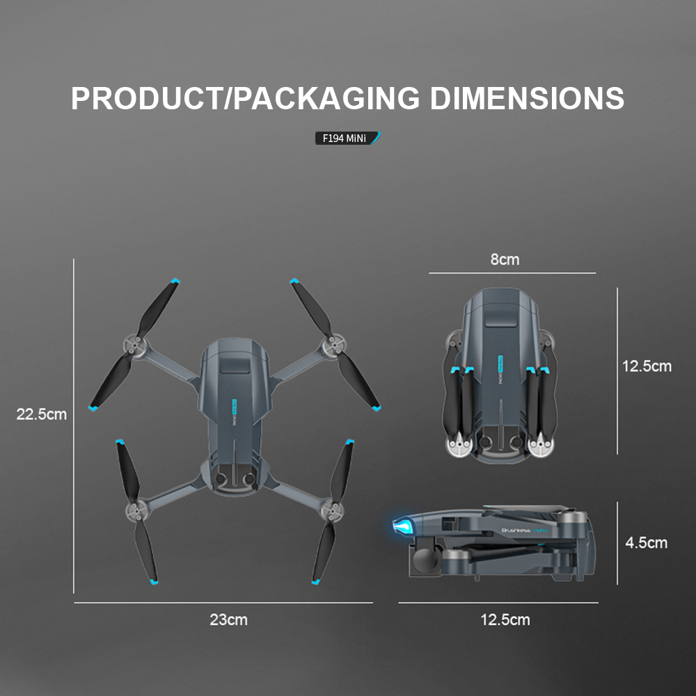 Foldable Mini Drone F194 with GPS and Dual Camera Aerial Photography Remote Control Aircraft