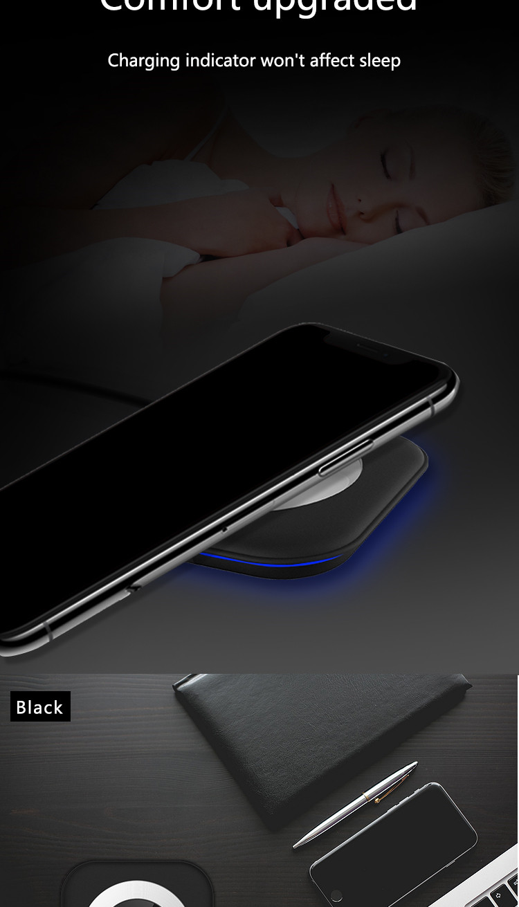 Black / White Fast Wireless Mobile Charger , Wireless Charging Pad PC ABS CE FCC Rohs