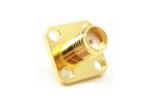 50Ohm Female SMA RF Connector Solder Attachment 4 Holes Flange Mounting