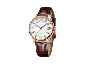 China Leather Ladies Wrist Watch , Two Layers Dial Automatic Mechanical Watch wholesale