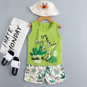 China Green Dinosaur Lightweight Soft Cotton Pajamas Breathable Feeling In Summer wholesale