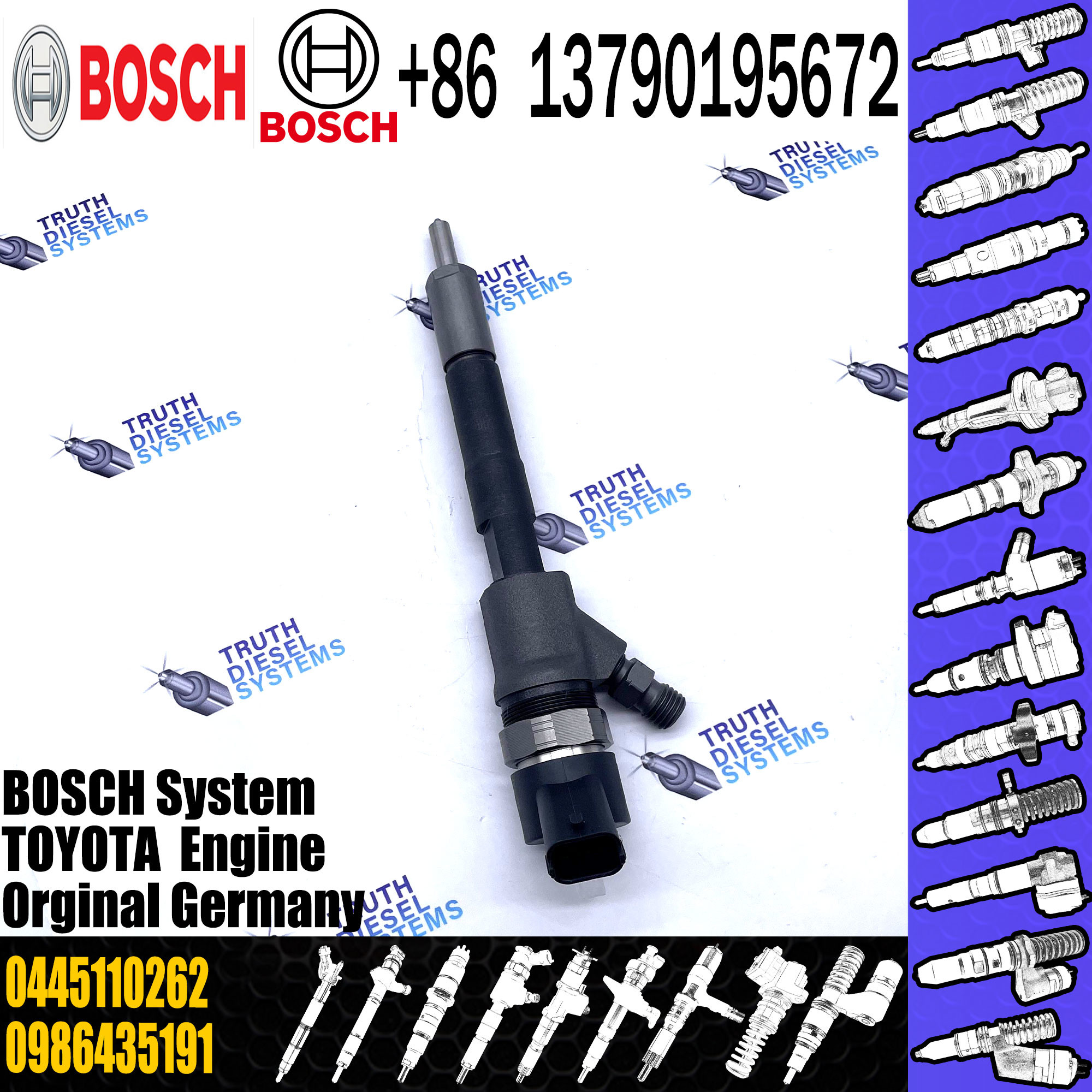 Common Rail Bosch Diesel Injector Parts 0445110261 0445110262 0445110265