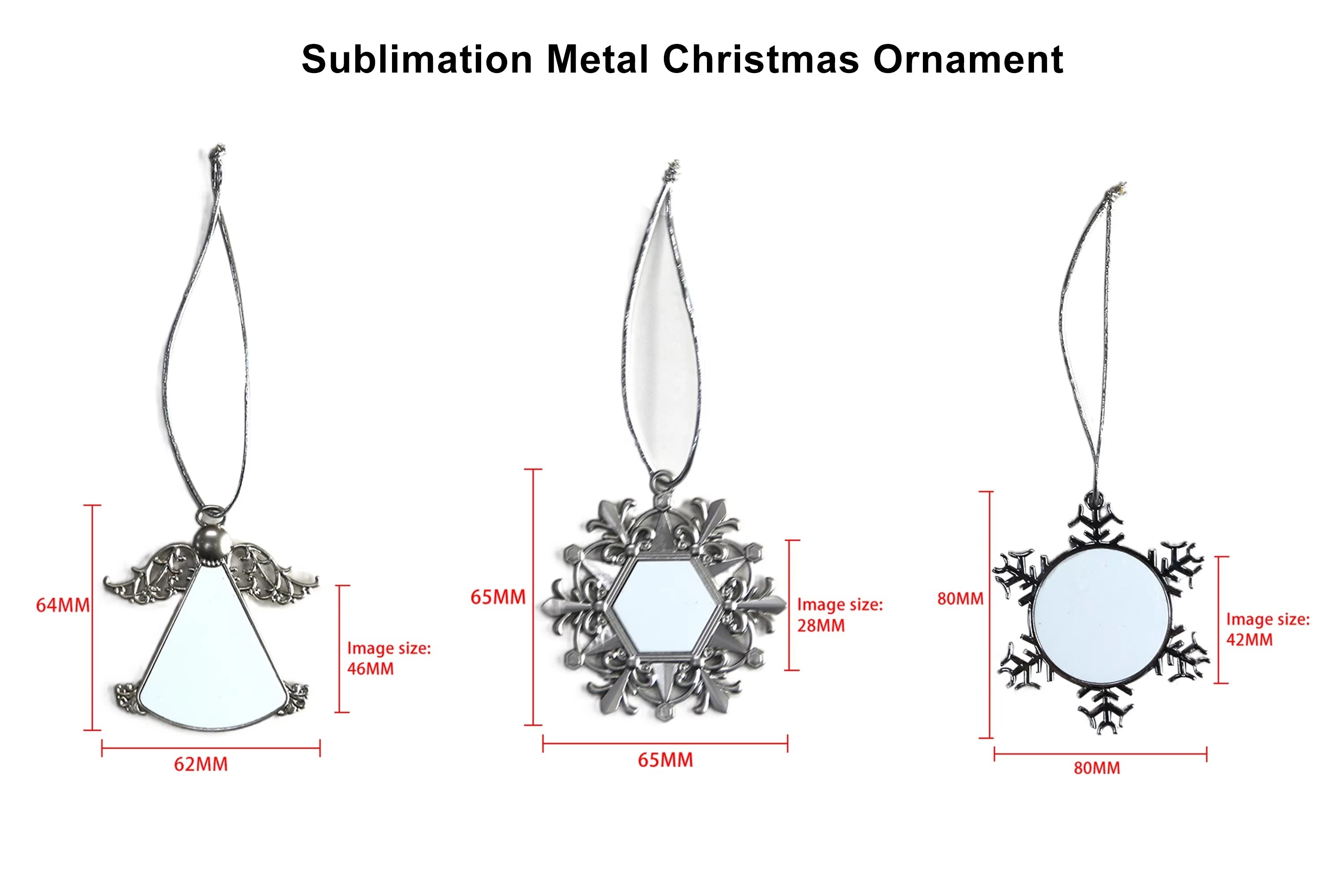 Personalised Photo Christmas Decorations Sublimation Blank Zinc Alloy Christmas Ornaments Angel Wing