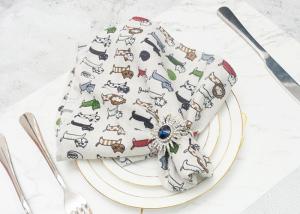China Full Cartoon Printing Personalized Dinner Napkins , Cotton Linen Napkins For Family / Banquet wholesale