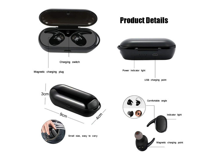 Bluetooth 5.0 True Wireless Stereo Earbuds IPX8 Waterproof Sound with Deep Bass