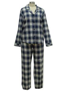China Shirt Collar Women'S Plaid Pajama Set , Women'S 2 Piece Loungewear Sets Rounded Edges wholesale