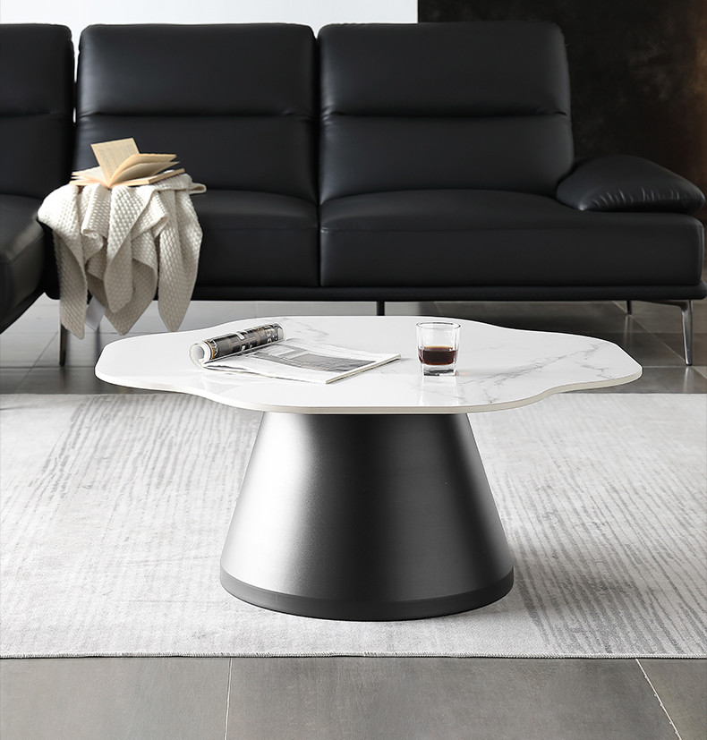 Microcrystalline Round Rock Coffee Table 30kgs With Carbon Steel Base