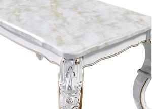 China Pearlescent White Painted Rectangular Marble Dining Table wholesale