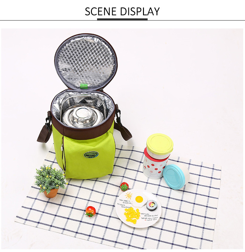 Round Heated L20*D20cm BPA free Thermal Lunch Tote