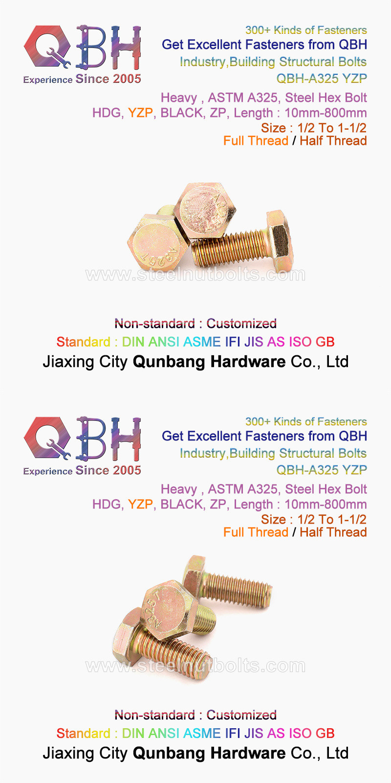 ASTM A325 A325m HDG Carbon Stainless Steel Full Half Thread 2h Nut F436m Washer Building Material Anchor Structural Bolt