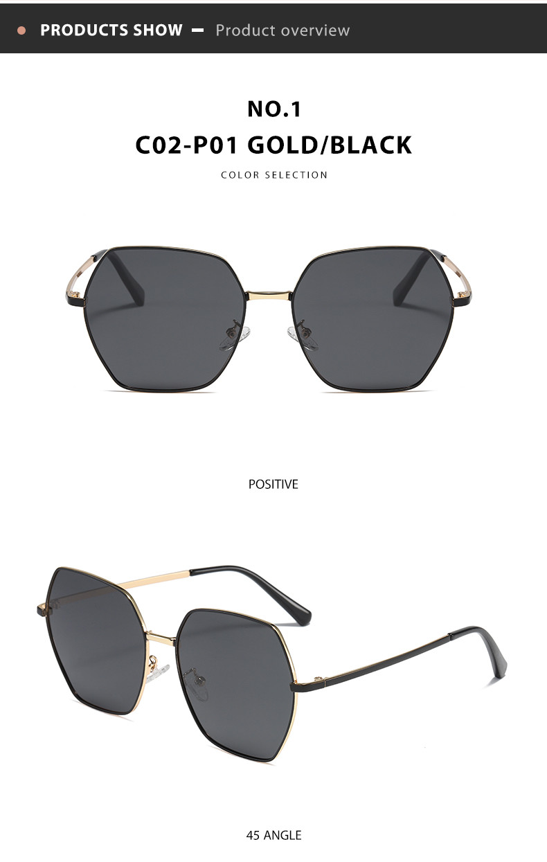 Personalized Polygonal Metal Frame Sunglasses Eye Protection OEM