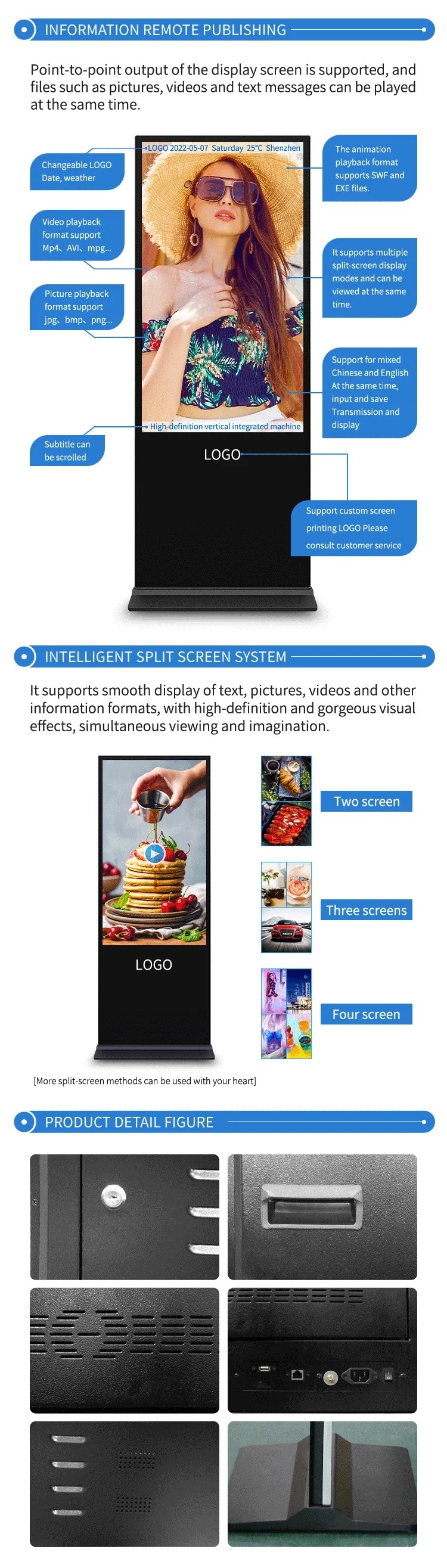 Standing LED Advertising Single Double Sided Digital Display 16:9