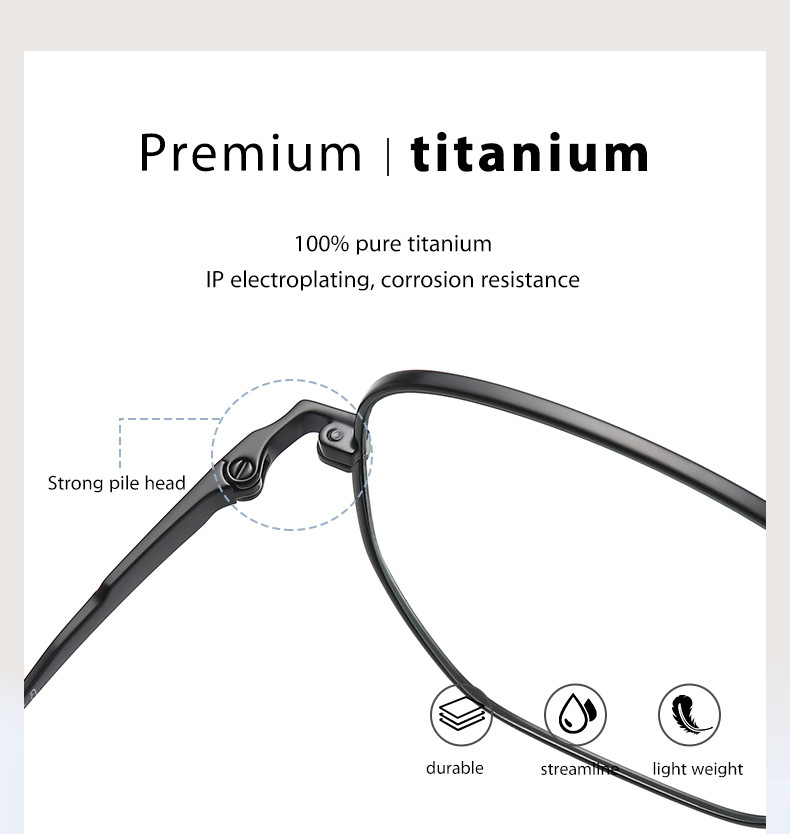 Polygonal Titanium Frame Glasses Blue Light Blocking Lens For Men And Women