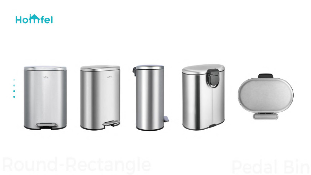rounded rectangle trash can Stainless Steel Rolling Cover Step Pedal Trash Bin for kitche bathroom Office 6L 12L 30L 50L