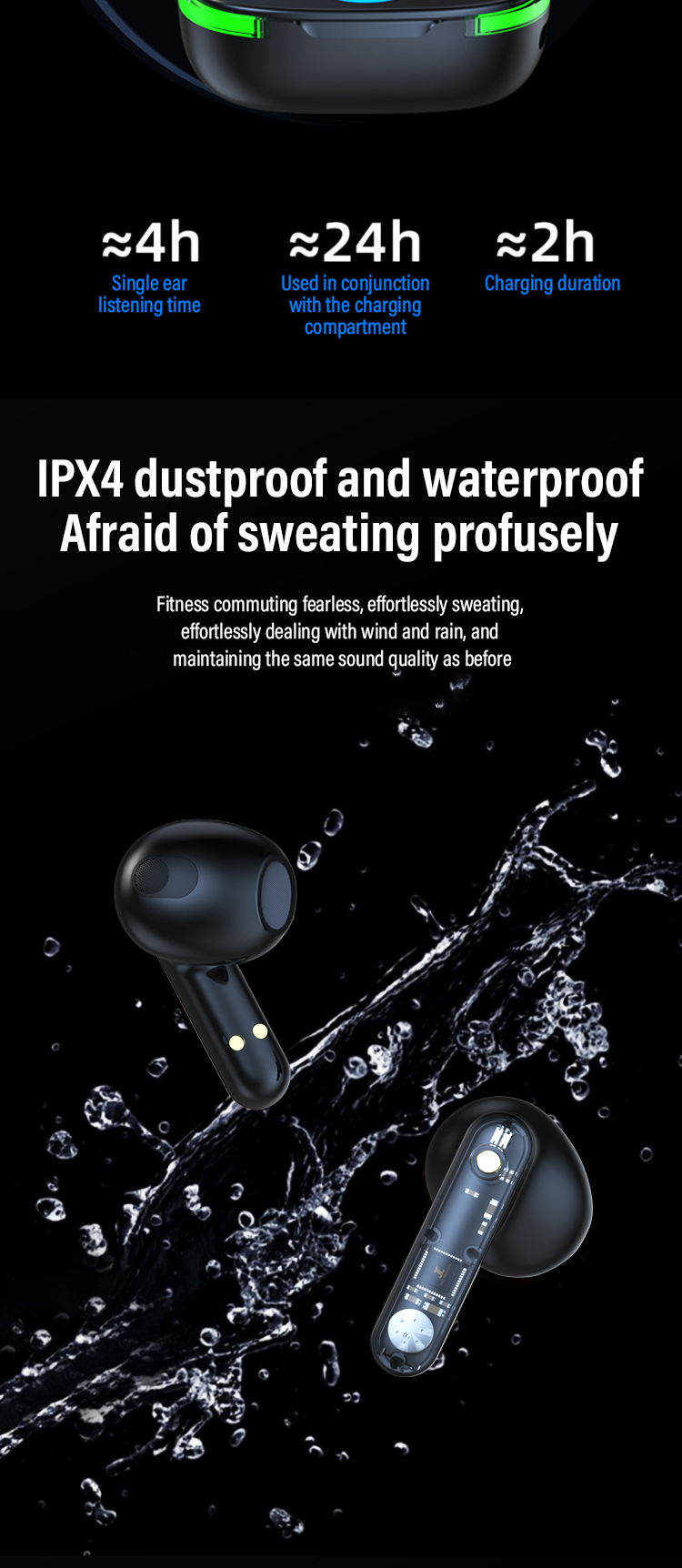 In-Ear ENC True Wireless Earphones with 180mAh Battery Capacity and WiFi Connectivity
