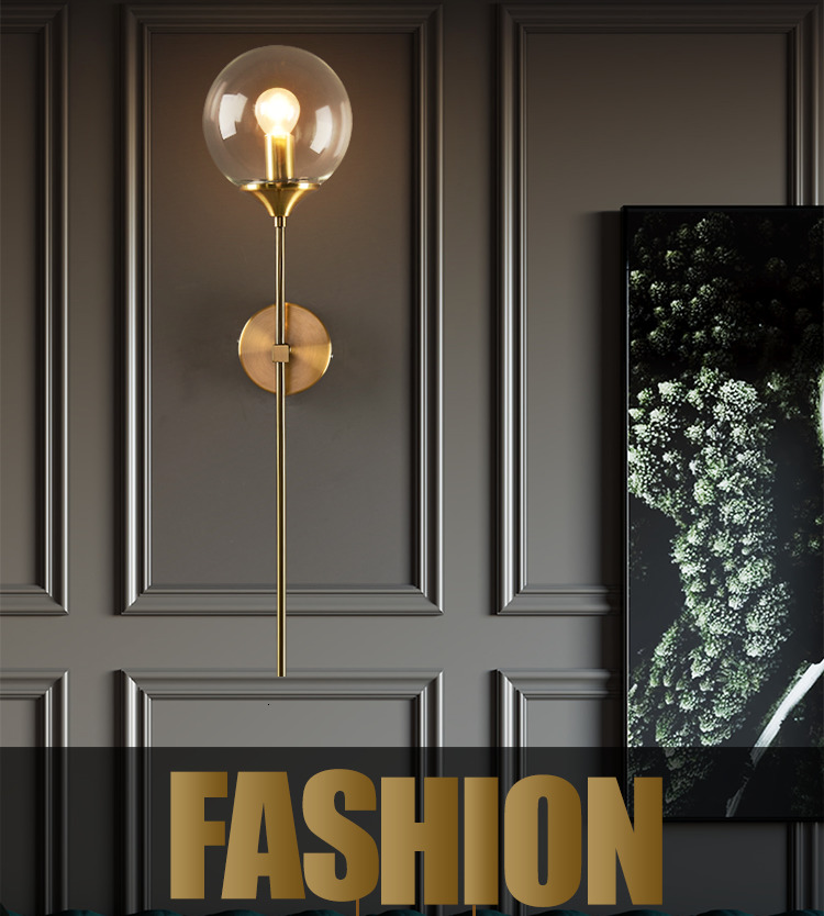 Rose Gold Color glass ball wall sconce for Corridor Living room Studio Bedroom ( WH-OR-07）