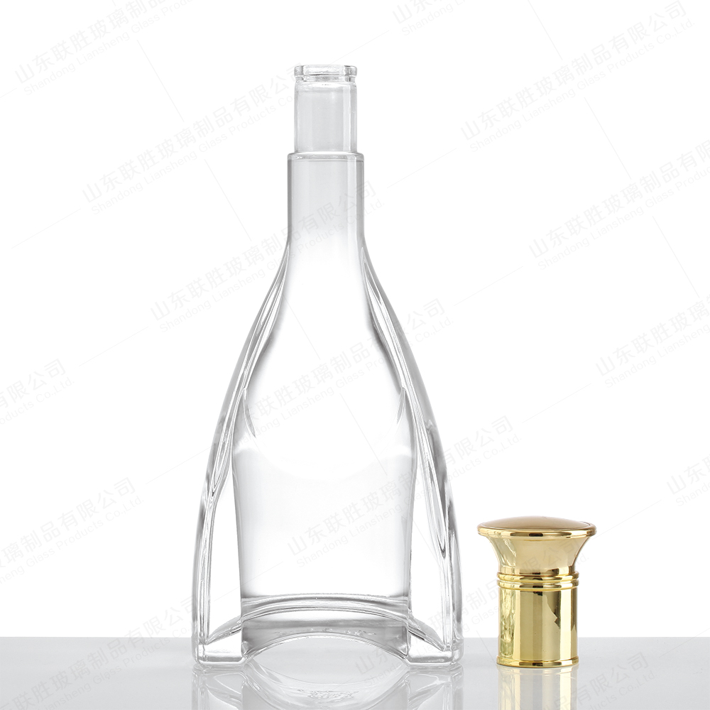 Glass Bottle for Whisky/Vodka/Liquor 250ml 375ml 500ml 700ml 750ml Popular Design Gold Lid