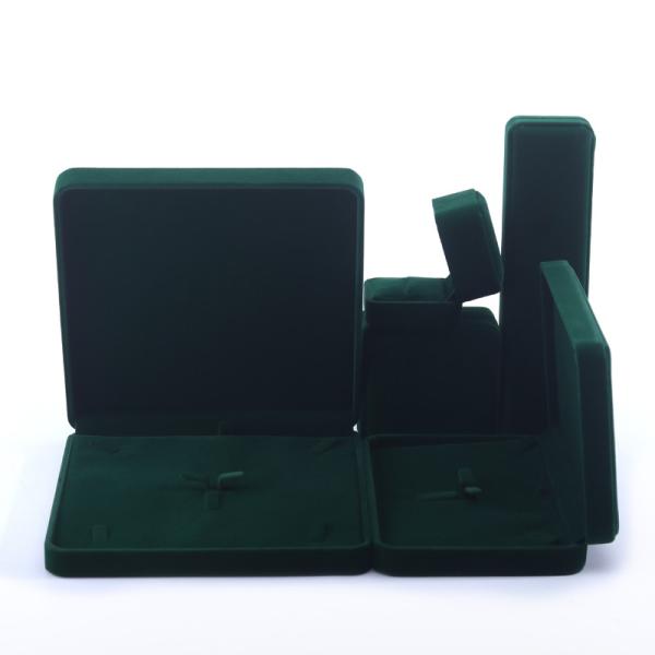 Customer's Logo Green Velvet Jewelry Box for Necklace Stud Earrings Bracelet