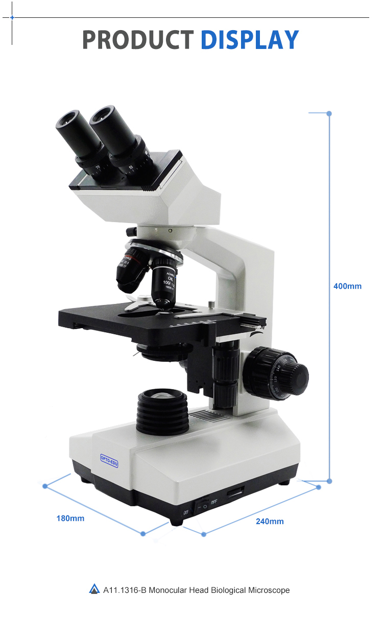 Wide Field Plan WF10X Biological Microscope A11.1316 With Double Layers Mechanical Stage