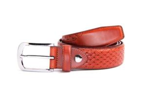 China Handmade 3.5CM Mens Embossed Leather Belt For Jeans Slacks wholesale