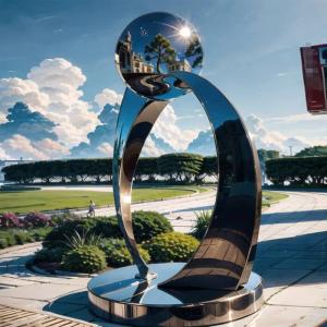 China Large Outdoor Garden Abstract Art Metal Mirror Polished Stainless Steel Sculpture Hotels Outdoor Metal Crafts wholesale