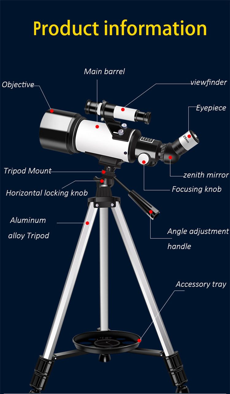 Travel FMC Lens 16-40x70 Beginners Refractor Telescope With Carry Bag Tripod