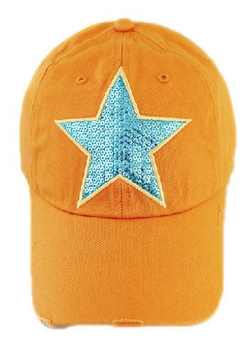 Hot sale 100% cotton brushed sport hat sequin Patch embroidered with for factory supplier by orange&white 56-58CM