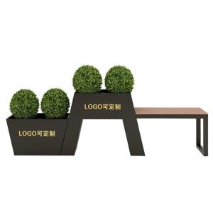 China Outdoor large public chair with metal black planter pot wholesale