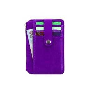 China Purple Color Slim Credit Card Holder , Pocket Change Purse For Women / Girls wholesale