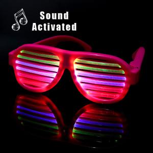 China Pink Frame Sound Activated LED Shutter Shades Glasses For Concerts, Party, Night Clubs, Music Festivals wholesale
