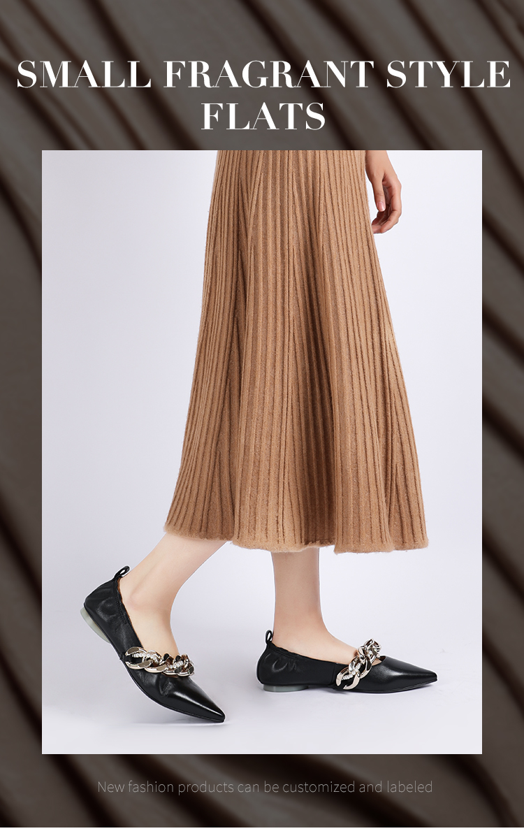 Personalized Process Chain Trim Office Lady Shoe Pointed Toe