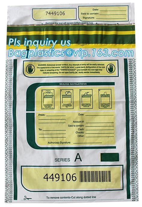 security deposit bags bank deposit bags cash deposit bags, general bank plastic deposit bags supply, Coin and Bank Note